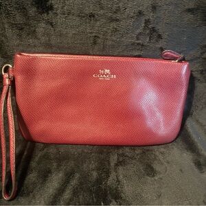 Coach Crossgrain Leather Wristlet in Deep Red / Burgundy